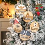 Ornamento rustico personalizzato 3D in legno fatto a mano con taglio del nome Regalo di Natale per amici di famiglia