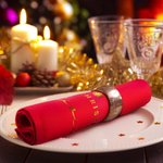 Personalized 100% Cotton Merry Christmas Burgundy Reusable Table Napkin with Name  Table Decor Christmas Gift for Family