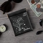 Personalizado Zodiaco Nacimiento Flor Cuero Squeeze Monedero con Nombre Cumpleaños Navidad Día de la Madre de regalo para las mujeres