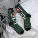 Calcetines personalizados Best Dad Ever Photo Crew Socks Soft Comfort Breathable Christmas Birthday Gift for Dad Grandpa