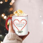 Gepersonaliseerde Love You to the North Pole & Back Mok met Suikerspinontwerp en Naam Kerstcadeau voor Familiekoppels