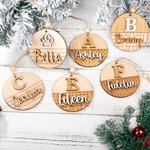 Ornamento rustico personalizzato 3D in legno fatto a mano con taglio del nome Regalo di Natale per amici di famiglia