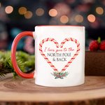 Gepersonaliseerde Love You to the North Pole & Back Mok met Suikerspinontwerp en Naam Kerstcadeau voor Familiekoppels