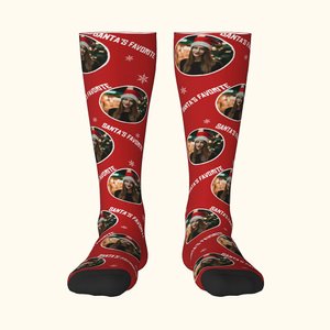 Personalised Multi-Colour Face Photo Crew Socks Knee High Socks Soft and Breathable Christmas Gift for Friend Family