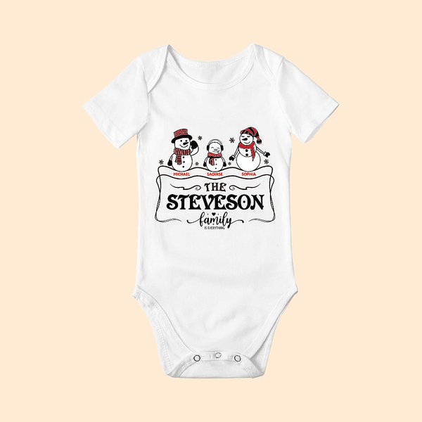 Henkilökohtainen Joulu Snowman Perhe Matching T-paita Baby Onesie nimi vaate joululahja äidille isä lapsille