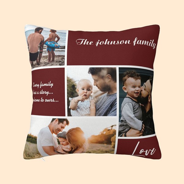 Personalizzato multicolore famiglia 4 foto collage lancio cuscino copertura Cushion Cover Ringraziamento regalo di Natale per gli amici e la famiglia