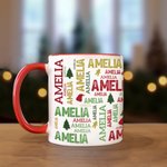 Gepersonaliseerde Kerst Word Cloud Mok met Naam 11oz 15oz Koffie Kopje Kerstcadeau voor Familie Vriend