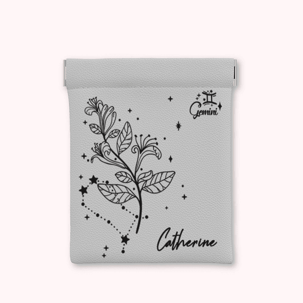 Personalizado Zodiaco Nacimiento Flor Cuero Squeeze Monedero con Nombre Cumpleaños Navidad Día de la Madre de regalo para las mujeres