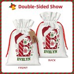 Personalised Christmas Initial Drawstring Gift Bag with Name and Hang Tag Christmas Gift for Family Kids