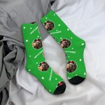 Personalized Multi-Color Face Photo Crew Socks Knee High Socks Soft and Breathable Christmas Gift for Friend Family