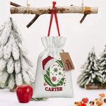 Personalised Christmas Initial Drawstring Gift Bag with Name and Hang Tag Christmas Gift for Family Kids