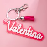Porte-clés personnalisé Poupée Rose 3D avec pompon Sac à dos mignon Accessoire de sac à dos Cadeau de fête de mariage pour elle