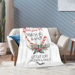 Couverture polaire personnalisée Love You to the North Pole & Back avec un coeur en forme de canne à sucre Cadeau de Noël pour un couple ou une famill