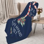 Couverture polaire personnalisée Love You to the North Pole & Back avec un coeur en forme de canne à sucre Cadeau de Noël pour un couple ou une famill