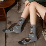 Personalized Multi-Color Face Photo Crew Socks Knee High Socks Soft and Breathable Christmas Gift for Friend Family