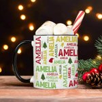Gepersonaliseerde Kerst Word Cloud Mok met Naam 11oz 15oz Koffie Kopje Kerstcadeau voor Familie Vriend