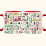 Gepersonaliseerde Kerst Word Cloud Mok met Naam 11oz 15oz Koffie Kopje Kerstcadeau voor Familie Vriend