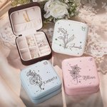 Boîte à Bijoux Personnalisée Signe du Zodiaque Fleur de Naissance Prénom Boîte Portative pour Femme Cadea Anniversaire Fête des Mères