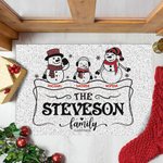 Personalized PVC Christmas Snowflakes Snowmen Doormat Kitchen Outdoor Indoor Christmas Home Decoration Gift for Family