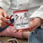 Spersonalizowany ceramiczny kubek świąteczny z imionami bałwanów z uchwytem w kształcie serca 11 uncji Kubek na kawę i herbatę Prezent świąteczny dla rodziny i pary