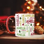 Gepersonaliseerde Kerst Word Cloud Mok met Naam 11oz 15oz Koffie Kopje Kerstcadeau voor Familie Vriend