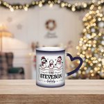 Spersonalizowany ceramiczny kubek świąteczny z imionami bałwanów z uchwytem w kształcie serca 11 uncji Kubek na kawę i herbatę Prezent świąteczny dla rodziny i pary