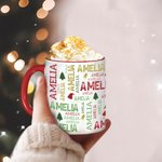 Gepersonaliseerde Kerst Word Cloud Mok met Naam 11oz 15oz Koffie Kopje Kerstcadeau voor Familie Vriend