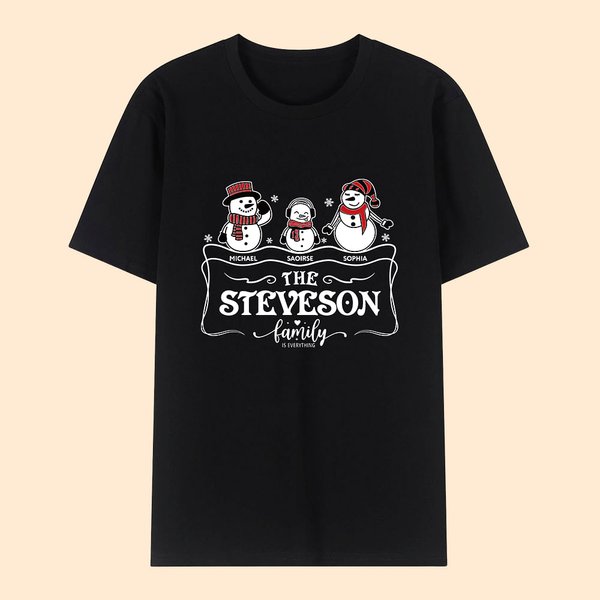 Personalizzato Natale famiglia pupazzo di neve abbinato camicia bambino Onesie con 1-5 nomi Natale Holiday Gift per mamma papà bambini