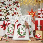 Personalised Christmas Initial Drawstring Gift Bag with Name and Hang Tag Christmas Gift for Family Kids