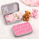 Personalised Mini Stuffed Buddy Bear in a Tin Worry Doll for Anti-anxiety Birthday Christmas Gift for Kids