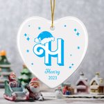 Ornement personnalisé en céramique en forme de coeur avec nom et année Cadeau de Noël pour un enfant ou un ami