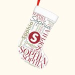 Calza di Natale personalizzata con nuvola di parole e nome ripetuto, regalo di Natale per la famiglia, il bambino.