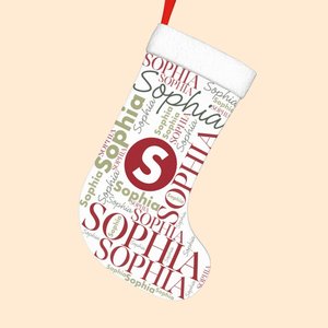Personalised Word Cloud Christmas Stocking with Repeating Name Fireplace Decor Christmas Gift for Family Kid