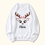 Personalisierte Rentier Gesicht T-shirt Sweatshirt Baby Onesie Familie Weihnachten niedlich Kostüm Weihnachten Urlaub Party Geschenk für Eltern Kind
