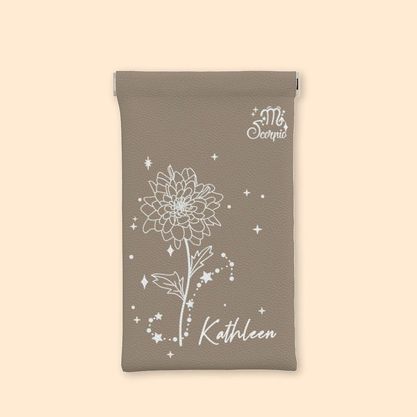 Personalizzato Zodiac Birth Flower Portable Leather Squeeze Glasses Case Anti-scratch Eyeglass Holder Mother's Day Gift for Women Girls