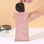 Personalisierte Sternzeichen Geburt Blume Portable Leder Squeeze Gläser Fall Anti-Kratz-Brillenhalter Muttertag Geschenk für Frauen Mädchen