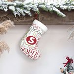 Calza di Natale personalizzata con nuvola di parole e nome ripetuto, regalo di Natale per la famiglia, il bambino.