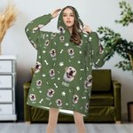 Gepersonaliseerde Multi-color Pet Photo Blanket Hoodie met Paw Bone Print en Naam Verjaardag Kerst Herdenkingscadeau voor Huisdierliefhebber