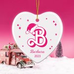 Ornement personnalisé en céramique en forme de coeur avec nom et année Cadeau de Noël pour un enfant ou un ami