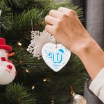 Ornement personnalisé en céramique en forme de coeur avec nom et année Cadeau de Noël pour un enfant ou un ami