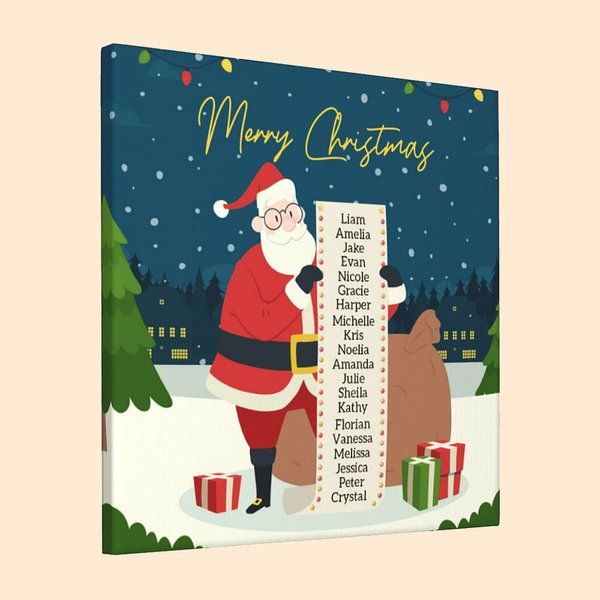 Personalised Merry Christmas Santa's List Canvas Decorative Painting Wall Decor Art Christmas Gift for Family Friends