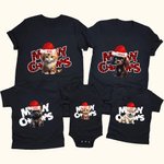 Maglietta di Natale personalizzata Meowy Bambino Onesie Cappello di Babbo Natale Genitore-Bambino Costume di famiglia Regalo di Natale per il bambino Nuovo genitore Amante dell'animale domestico