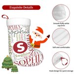 Calza di Natale personalizzata con nuvola di parole e nome ripetuto, regalo di Natale per la famiglia, il bambino.