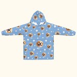 Gepersonaliseerde Multi-color Pet Photo Blanket Hoodie met Paw Bone Print en Naam Verjaardag Kerst Herdenkingscadeau voor Huisdierliefhebber