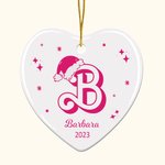 Ornement personnalisé en céramique en forme de coeur avec nom et année Cadeau de Noël pour un enfant ou un ami