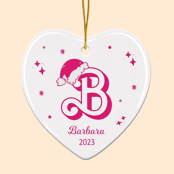 Ornement personnalisé en céramique en forme de coeur avec nom et année Cadeau de Noël pour un enfant ou un ami