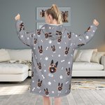 Gepersonaliseerde Multi-color Pet Photo Blanket Hoodie met Paw Bone Print en Naam Verjaardag Kerst Herdenkingscadeau voor Huisdierliefhebber