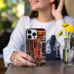 Personalisierte Bibliothek Buch Retro Design Handyhülle mit Namen Weihnachtsgeschenk zurück zu Schule Geschenk für Buchliebhaber