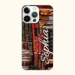 Personalisierte Bibliothek Buch Retro Design Handyhülle mit Namen Weihnachtsgeschenk zurück zu Schule Geschenk für Buchliebhaber
