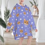Gepersonaliseerde Multi-color Pet Photo Blanket Hoodie met Paw Bone Print en Naam Verjaardag Kerst Herdenkingscadeau voor Huisdierliefhebber
